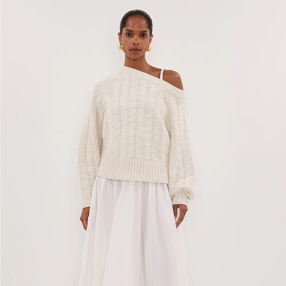 DISSH Sweaters - DISSH Ivory Off-the-Shoulder Sweater